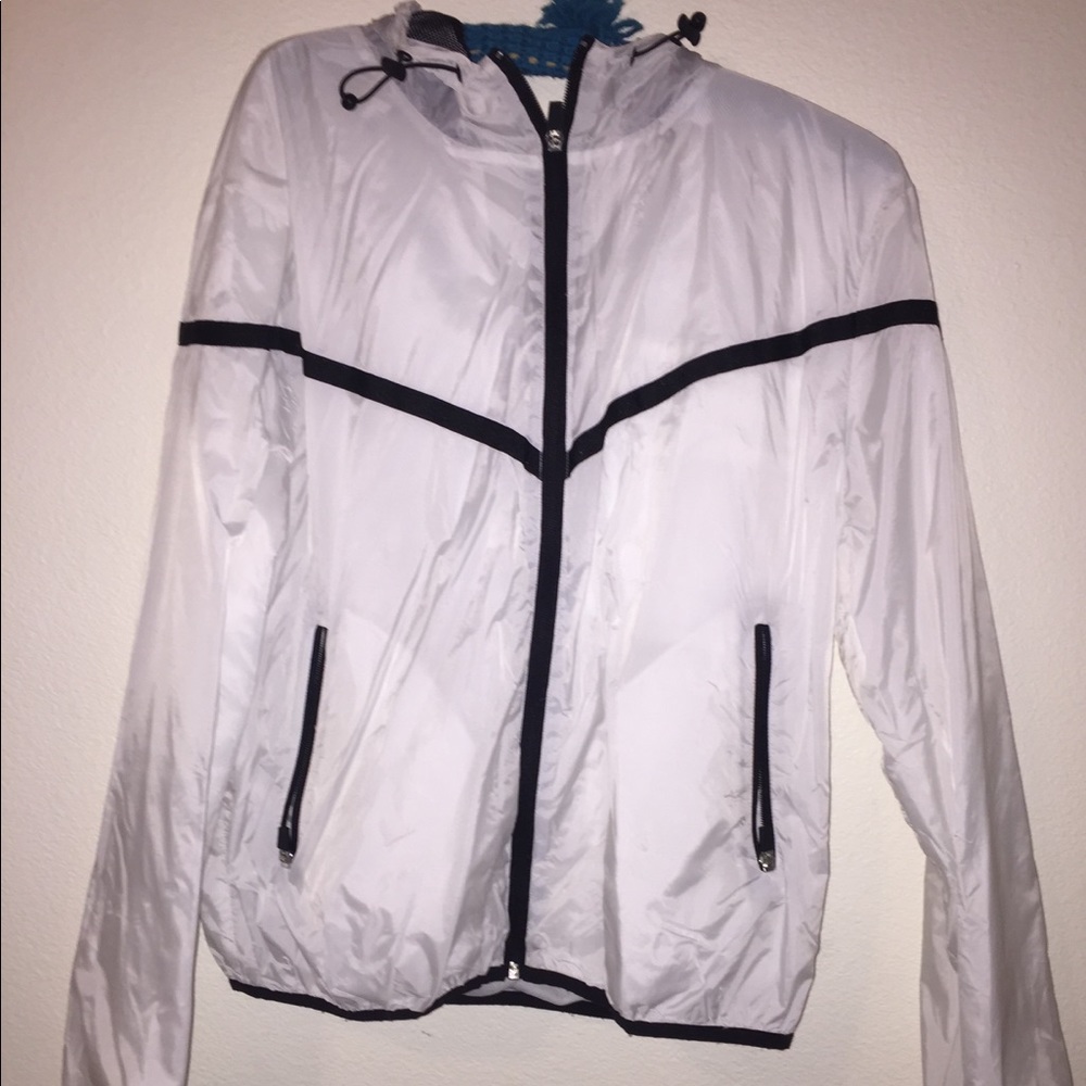White and black windbreaker